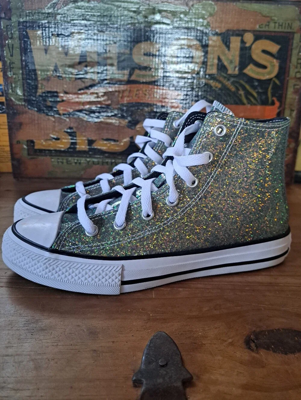 Converse Chuck Taylor All Star Winter Glitter High Top Sneakers Kids SZ 4 672097